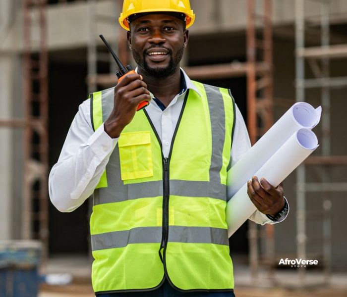 African Civil Engineer at Work Site